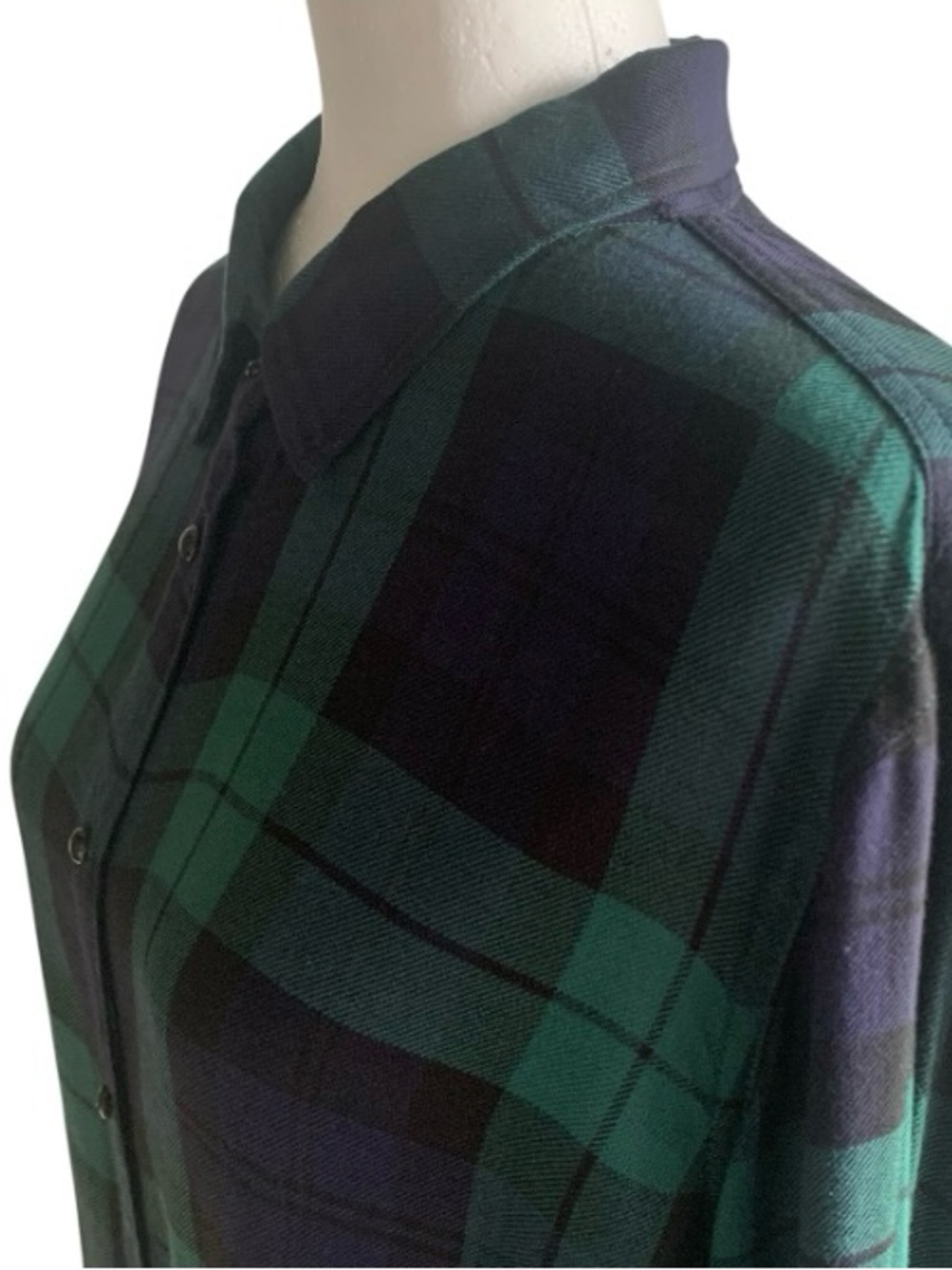 🆕 Chaps Black Watch Tartan Shirt Plaid Button Up Classic Black Green 1X - Picture 10 of 15